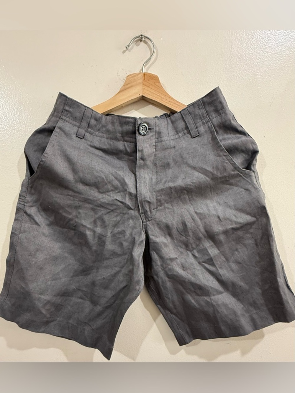 Men's Tailored Gray Flat Front Linen Shorts
